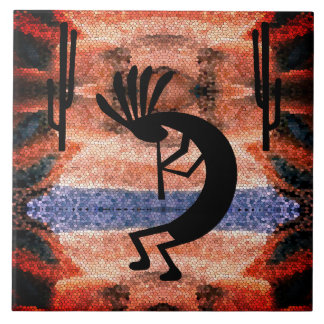 Azulejo Mosaico del desierto del suroeste de Kokopelli Sun
