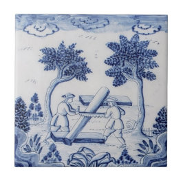 Azulejo Mosaico Delft tradicional con carpinteros-33