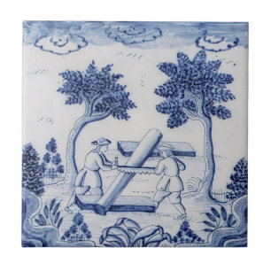 Azulejo Mosaico Delft tradicional con carpinteros-33