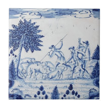 Mosaico Delft tradicional con cazadores-28