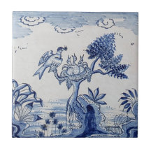 Mosaico Delft tradicional con pájaros-30