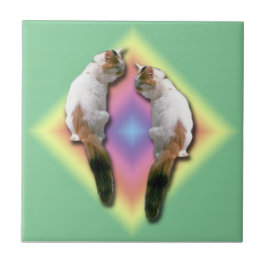 Azulejo Mosaico - Diamantes arcoiris con gatos