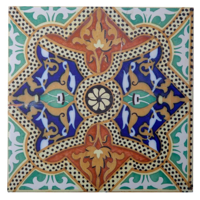 Azulejo Mosaico Español Antiguo (Frente)