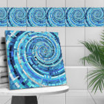 Azulejo Mosaico espiral de ola azul<br><div class="desc">Mosaico espiral de ola azul</div>