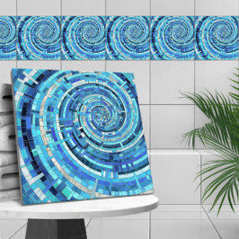 Azulejo Mosaico espiral de ola azul
