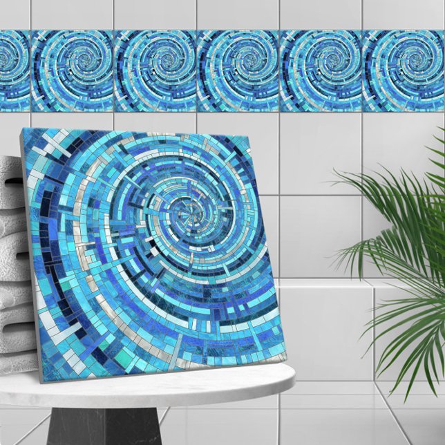 Azulejo Mosaico espiral de ola azul (Subido por el creador)