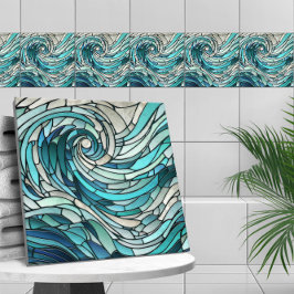 Azulejo Mosaico espiral de olas oceánicas