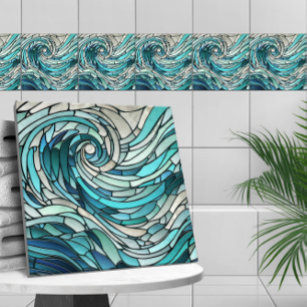 Azulejo Mosaico espiral de olas oceánicas