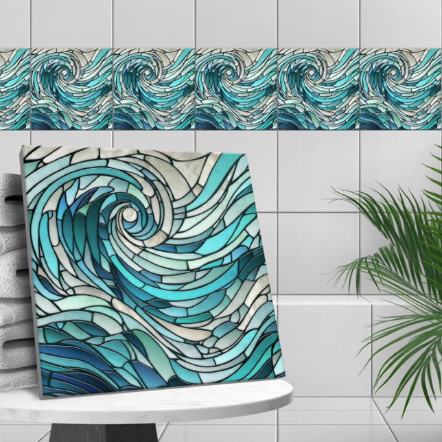 Azulejo Mosaico espiral de olas oceánicas (Subido por el creador)