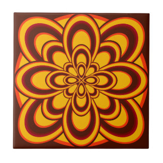 Azulejo Mosaico, Flor abstracta 2, Naranja Saffron Brown