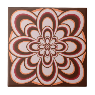 Azulejo Mosaico, Flor Abstrata 2, Vino de Melaza Marrón