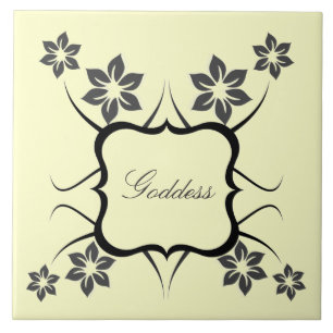 Azulejo Mosaico floral de la diosa, gris oscuro