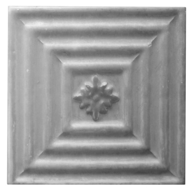 Azulejo Mosaico Floral Gris De Repro (Frente)