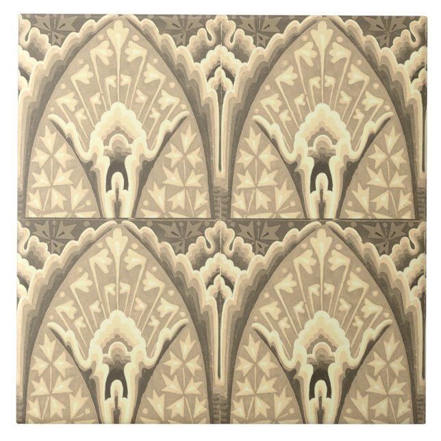 Azulejo Mosaico floral Neutral Geométrico Repro Vintage (Frente)