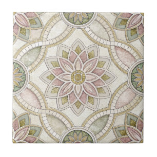 Azulejo Mosaico Floral Opalescente Pastel - Mandala