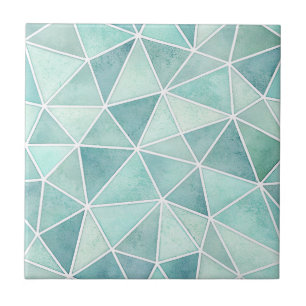 Azulejo Mosaico Geométrico Aqua Pálido - Polígono