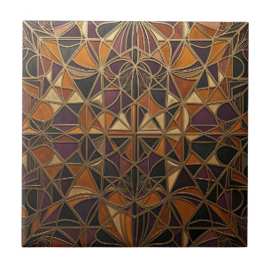 Azulejo Mosaico geométrico Art Deco de oro lujoso