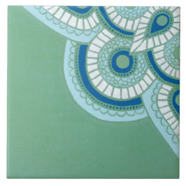 Azulejo Mosaico geométrico cerámico verde y azul