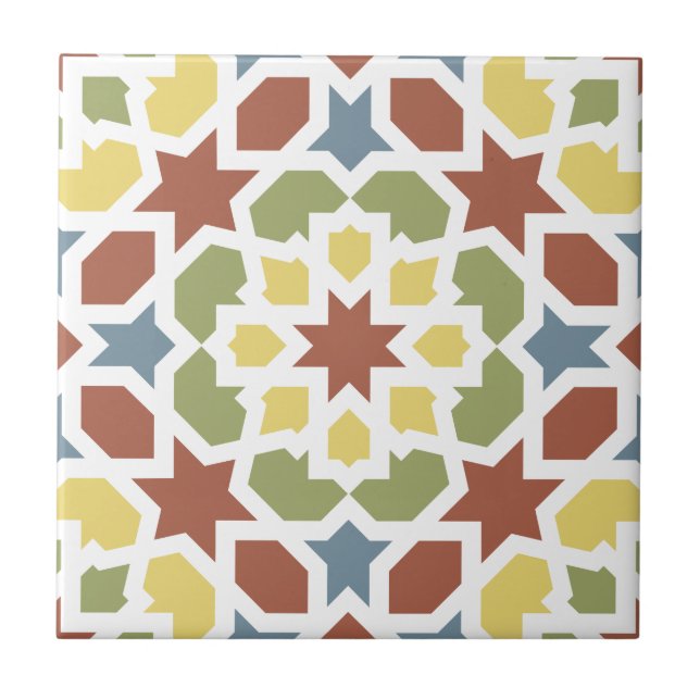 Azulejo Mosaico geométrico de arabescos de Marruecos. (Frente)