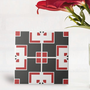 Azulejo Mosaico geométrico moderno gris oscuro blanco y ro