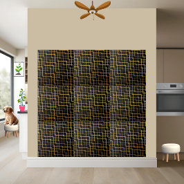 Azulejo Mosaico geométrico moderno negro y oro