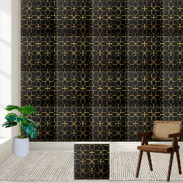 Azulejo Mosaico geométrico negro y oro