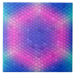 Azulejo Mosaico hexagonal rosado en degradado azul