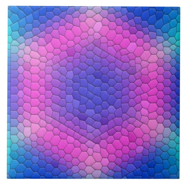 Azulejo Mosaico hexagonal rosado en degradado azul (Frente)