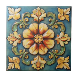 Azulejo Mosaico italiano de flores amarillas