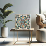 Azulejo Mosaico Majestuoso: Diseño de mosaico geométrico i<br><div class="desc">Esta exquisita baldosa presenta una sinfonía de motivos geométricos, casando la artesanía tradicional con la precisión moderna. Cada segmento del diseño es un testimonio de la artesanía, mostrando una vibrante paleta de tonos azules, rojos y tierra, entrelazados con delicados motivos florales y líneas angulares. Ideal para añadir un toque de...</div>
