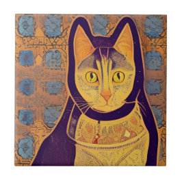 Azulejo Mosaico marrón de gato arte abstracto voces de gat
