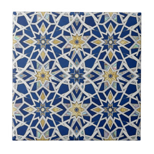 Azulejo Mosaico Marroquí Azul Marino y Blanco