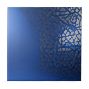 Azulejo Mosaico marroquí trellis azul índigo geométrico