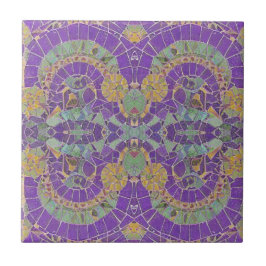Azulejo Mosaico marroquí turquesa morado geométrico de oro