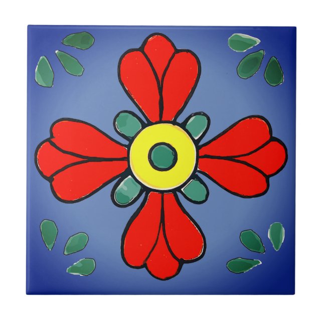 Azulejo Mosaico Mexicano, Flor Occidental, (Frente)