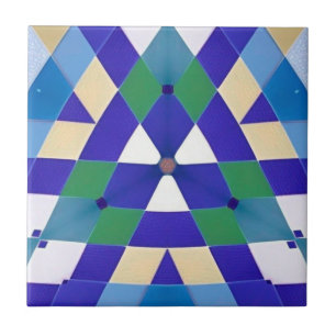 Azulejo Mosaico moderno geométrico azul blanco