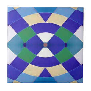 Azulejo Mosaico moderno geométrico azul ojo blanco