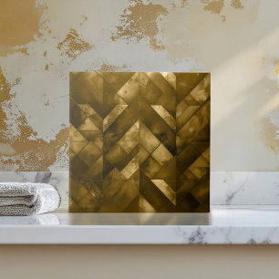 Azulejo Mosaico Moderno Malhumorado Dorado Oscuro ID1185