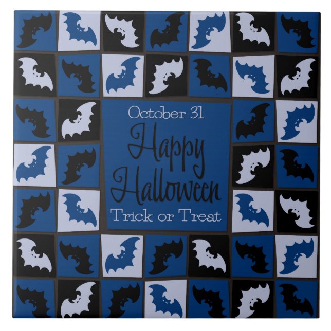 Azulejo Mosaico murciélago de Halloween (Frente)
