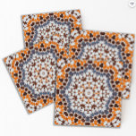 Azulejo Mosaico Naranja mural de color azul mosaico<br><div class="desc">Un edredón de tejas pintadas de mosaico marroqui de estilo angustiado Ataques orgánicos y lavados angustiados para un estilo terrenal,  y un ambiente antiguo. tonos azules naranjas.</div>