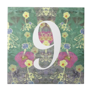 Azulejo Mosaico numérico de un solo dígito de la casa de