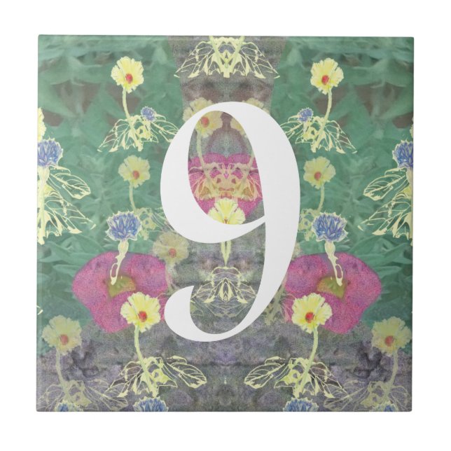 Azulejo Mosaico numérico de un solo dígito de la casa de l (Frente)