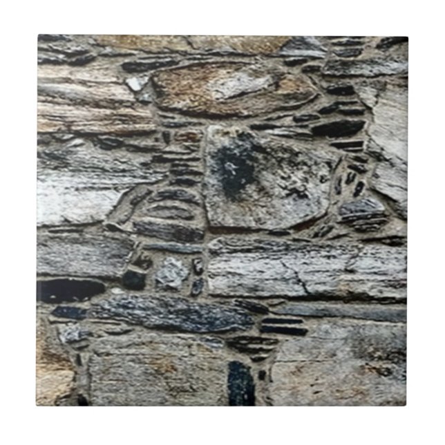 Azulejo Mosaico pequeño de cerámica con motivos de piedra  (Frente)