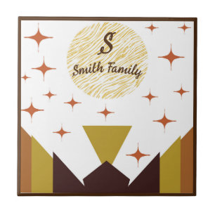 Azulejo Mosaico Personalizado De Montaña Geométrica De Mid