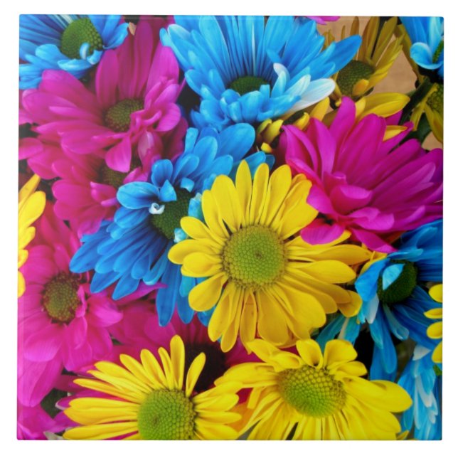 Azulejo mosaico rojo, azul y amarillo (Frente)