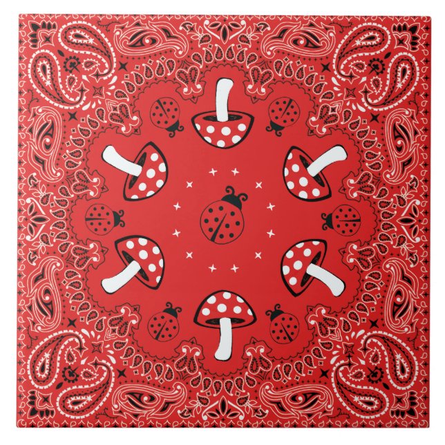 Azulejo mosaico rojo bandana (Frente)