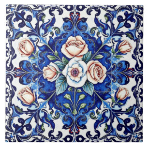 azulejo mosaico rosa real