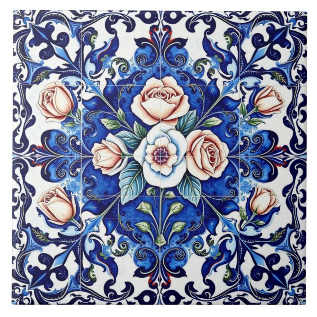 azulejo mosaico rosa real (Frente)