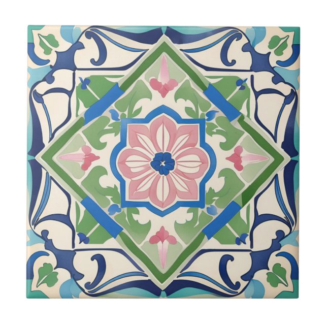 Azulejo Mosaico rosa y azul (Frente)