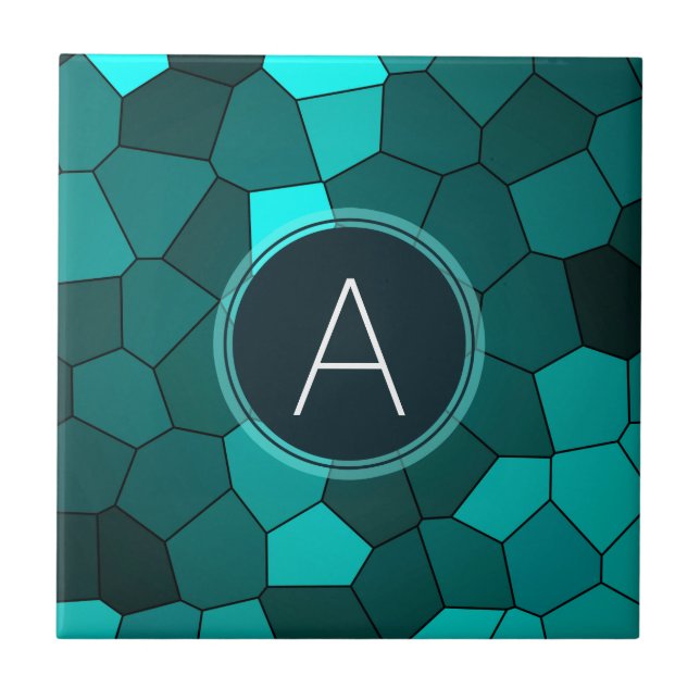 Azulejo Mosaico verde azulado del vitral de la aguamarina (Frente)